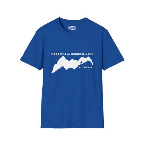 Seek First the Kingdom of God Mountain T-Shirt — Matthew 6:33 Christian Tee