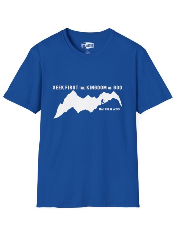Seek First the Kingdom of God Mountain T-Shirt — Matthew 6:33 Christian Tee