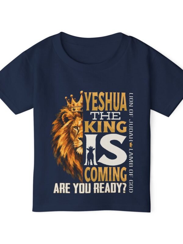 Toddler T‑Shirt — “Yeshua The King Is Coming” Biblical Lion Faith Tee