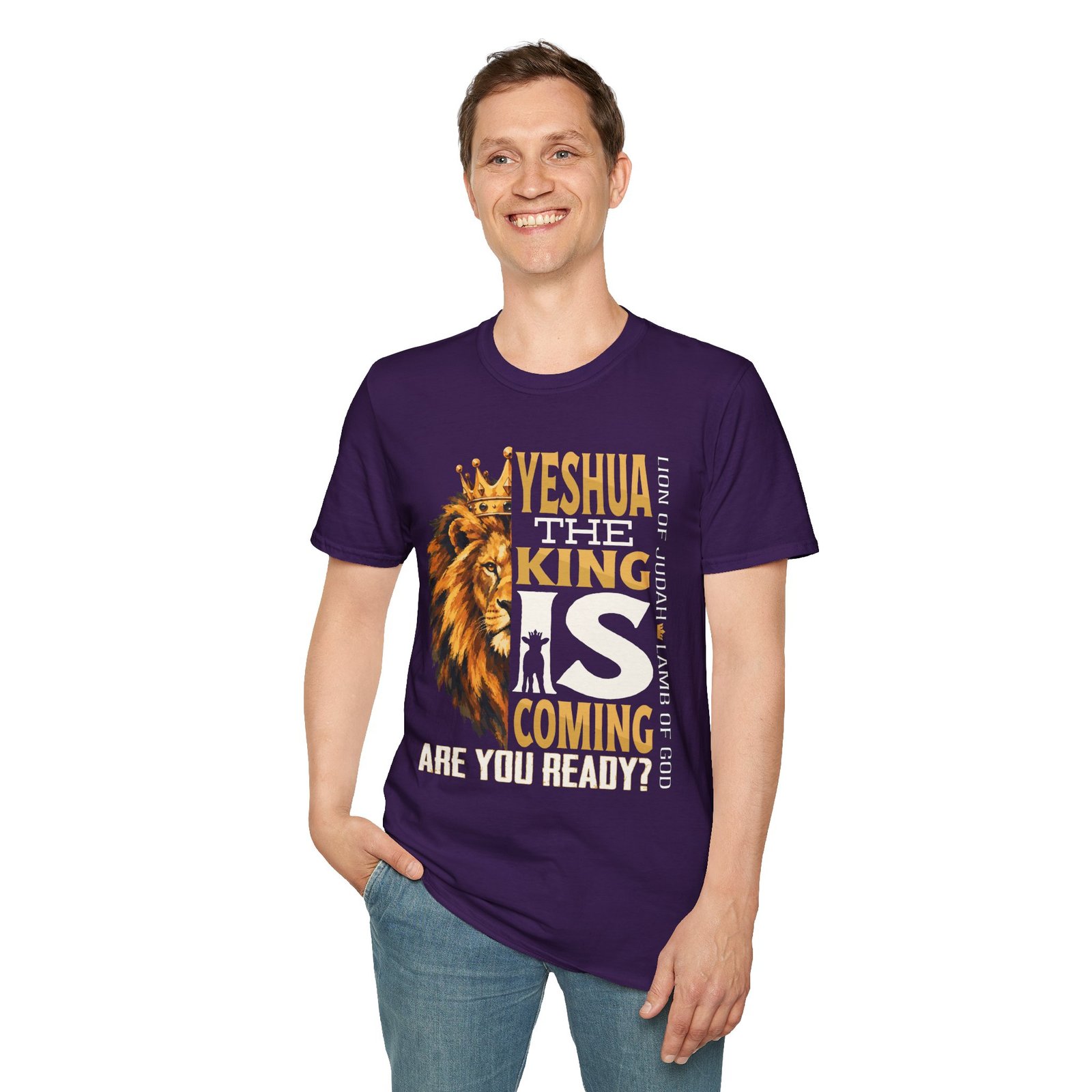 Adult Yeshua the King Tee — "Yeshua, The King Is Coming" Biblical Lion Faith Evangelistic Tee - Image 7