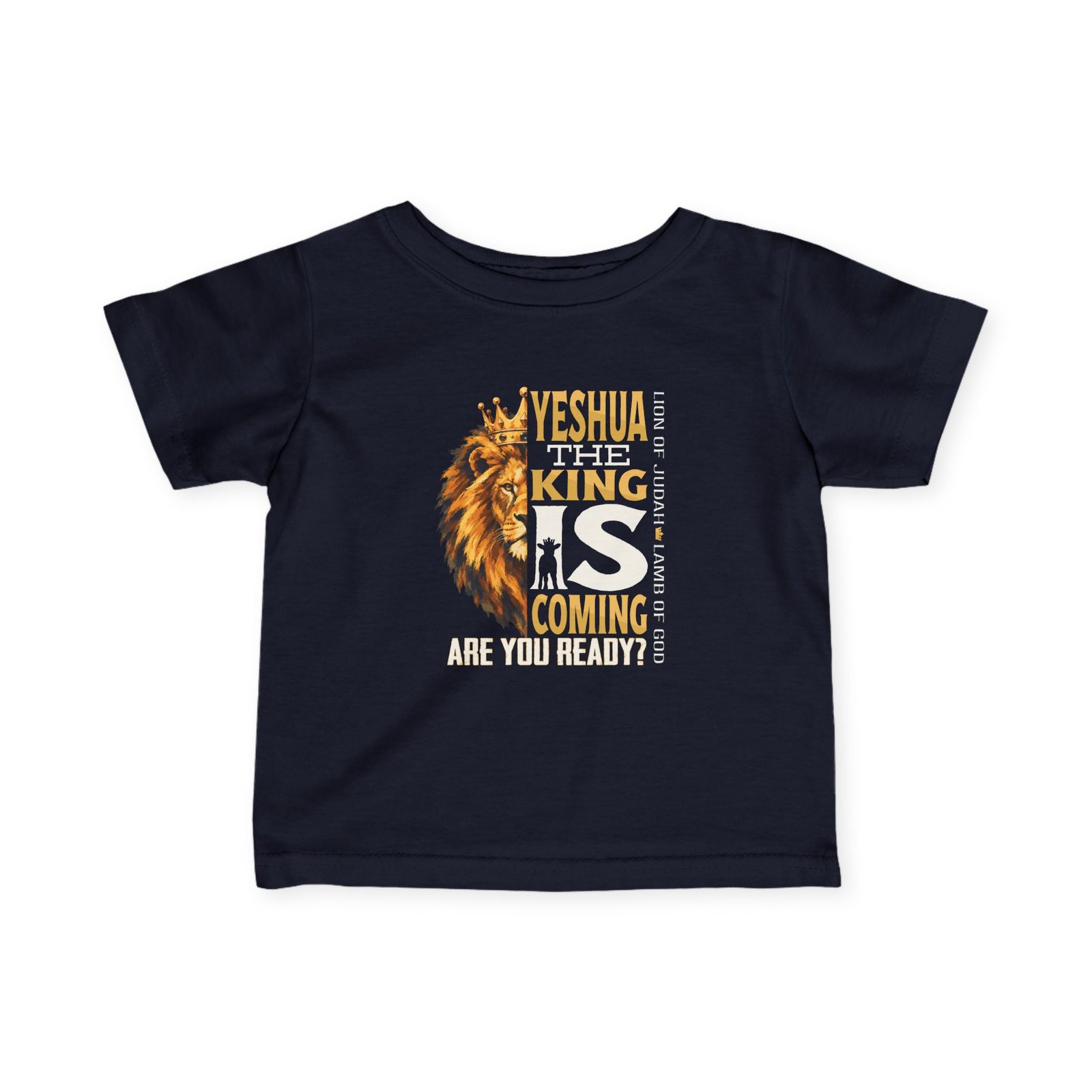 Infant Tee — "Yeshua, The King Is Coming" Biblical Lion Faith Tee