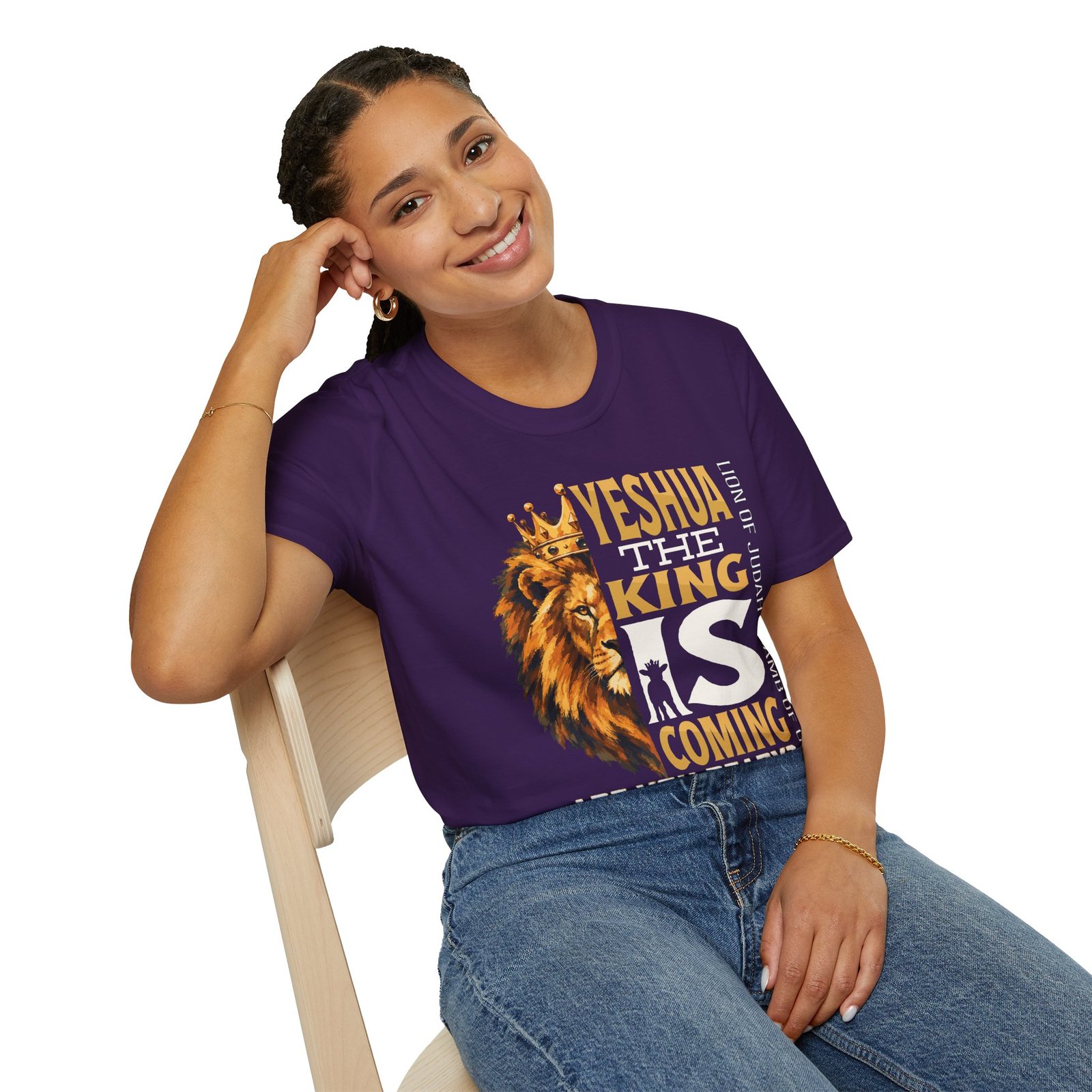 Adult Yeshua the King Tee — "Yeshua, The King Is Coming" Biblical Lion Faith Evangelistic Tee - Image 9