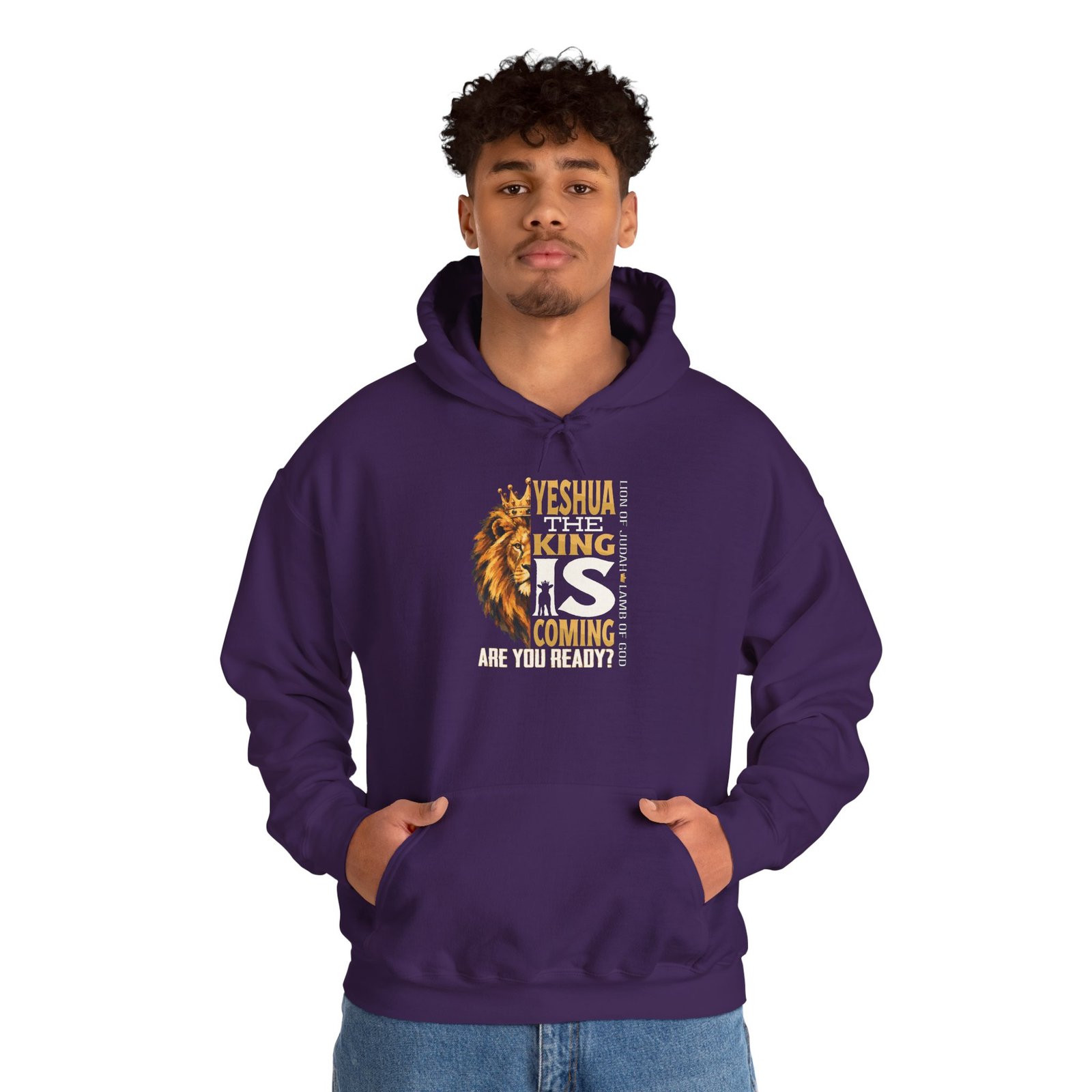 Adult Yeshua The King Hoodie — "Yeshua, The King Is Coming" Biblical Lion Faith Evangelistic Pullover - Image 4