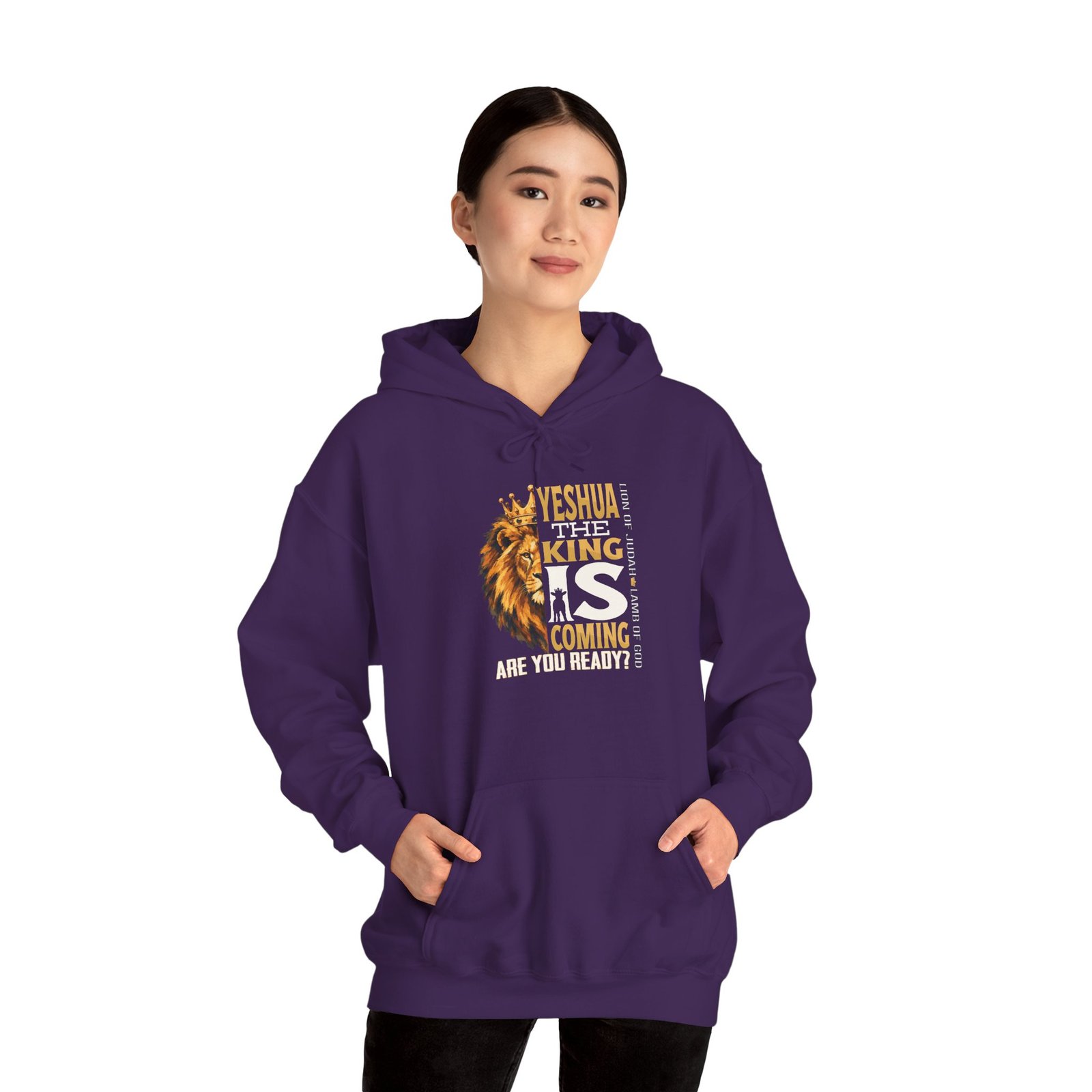 Adult Yeshua The King Hoodie — "Yeshua, The King Is Coming" Biblical Lion Faith Evangelistic Pullover - Image 6
