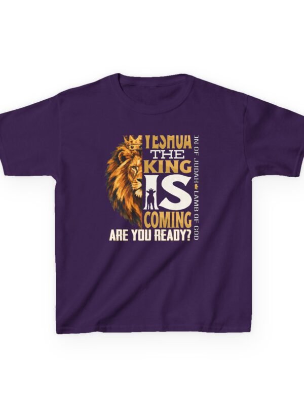 Kids T‑Shirt - 'Yeshua, The King Is Coming' Biblical Faith Lion Tee