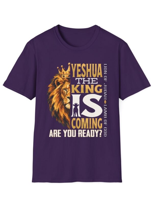 Adult Yeshua the King Tee — "Yeshua, The King Is Coming"  Biblical Lion Faith Evangelistic Tee