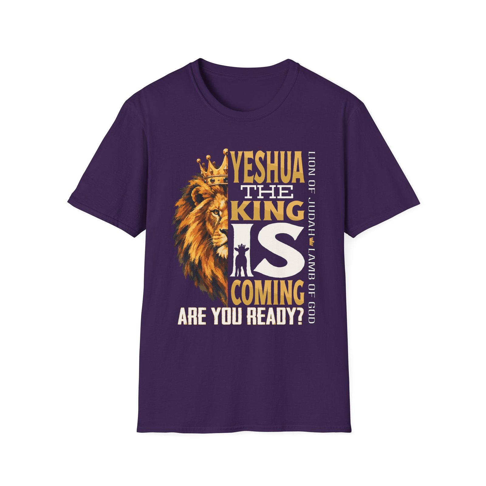 Adult Yeshua the King Tee — "Yeshua, The King Is Coming" Biblical Lion Faith Evangelistic Tee
