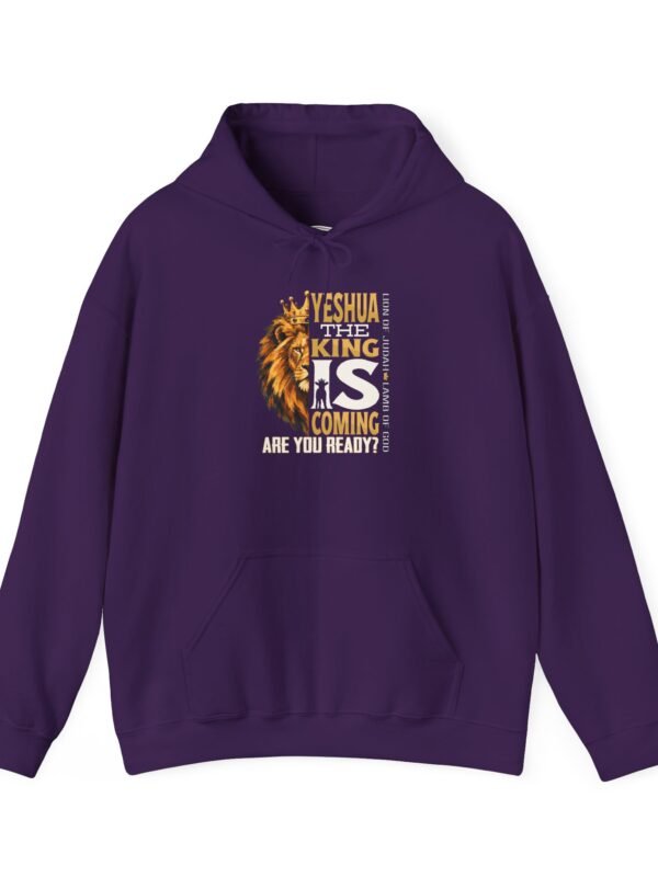 Adult Yeshua The King Hoodie — "Yeshua, The King Is Coming"  Biblical Lion Faith Evangelistic Pullover