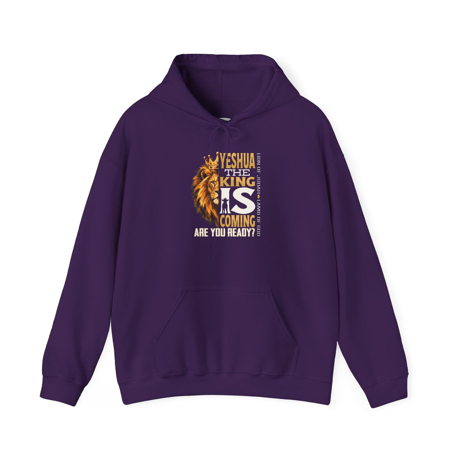 Adult Yeshua The King Hoodie — "Yeshua, The King Is Coming" Biblical Lion Faith Evangelistic Pullover